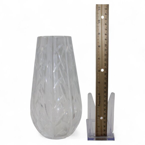 Waterford Lead Crystal Vase 9" Tall With Frosted & Clear Bamboo Pattern - Picture 6 of 6